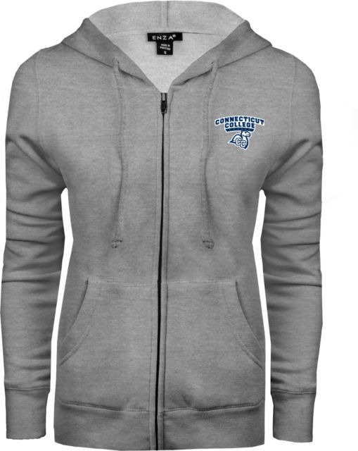 Connecticut College ENZA Womens Fleece Full Zip Hoodie Primary Mark - ONLINE ONLY
