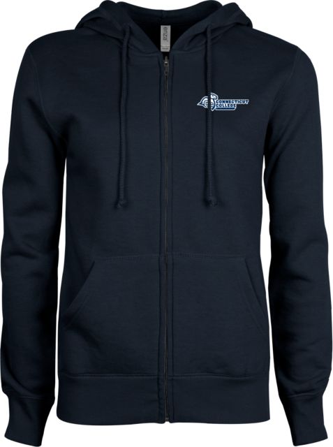 Connecticut College ENZA Womens Fleece Full Zip Hoodie Primary Mark Flat - ONLINE ONLY