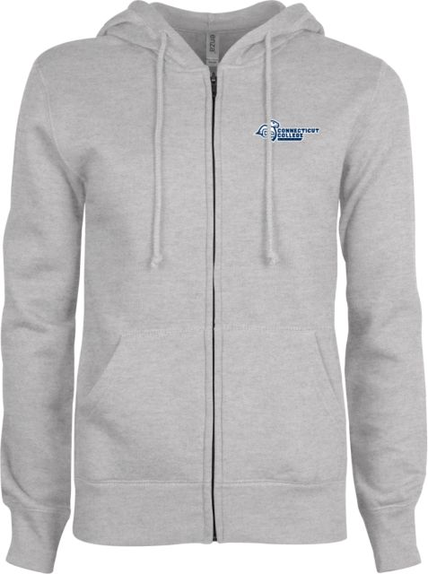 Connecticut College ENZA Womens Fleece Full Zip Hoodie Primary Mark Flat - ONLINE ONLY