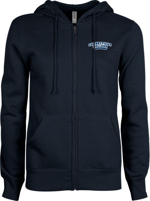 Connecticut College ENZA Womens Fleece Full Zip Hoodie Arched Connecticut College Camels - ONLINE ONLY