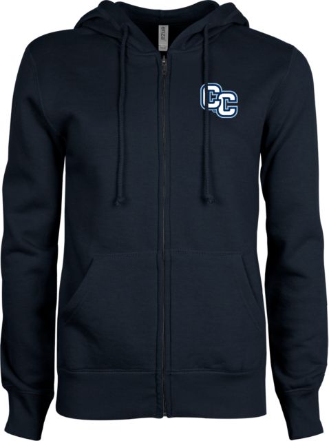 Connecticut College ENZA Womens Fleece Full Zip Hoodie Interlocking CC - ONLINE ONLY