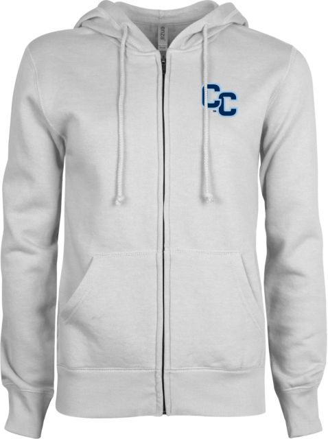 Connecticut College ENZA Womens Fleece Full Zip Hoodie Interlocking CC - ONLINE ONLY
