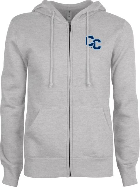 Connecticut College ENZA Womens Fleece Full Zip Hoodie Interlocking CC - ONLINE ONLY