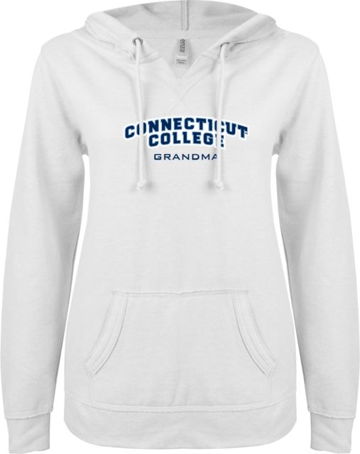 Connecticut College ENZA Womens V Notch Raw Edge Fleece Hoodie Grandma - ONLINE ONLY