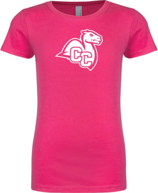 Connecticut College Next Level Girls Fuchsia Fashion Fit T Shirt Camel with CC - ONLINE ONLY