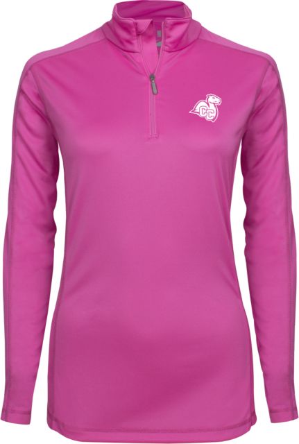 Connecticut College Syntrel Womens Interlock 1/4 Zip Camel with CC - ONLINE ONLY