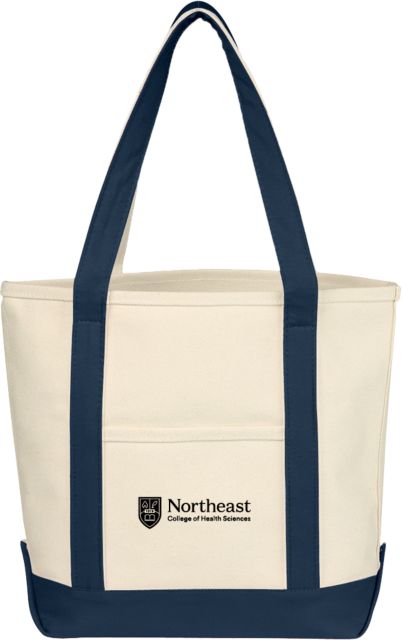NE College of Health Cotton Canvas Natural/Navy Tote Bag Northeast College Primary Logo - ONLINE ONLY