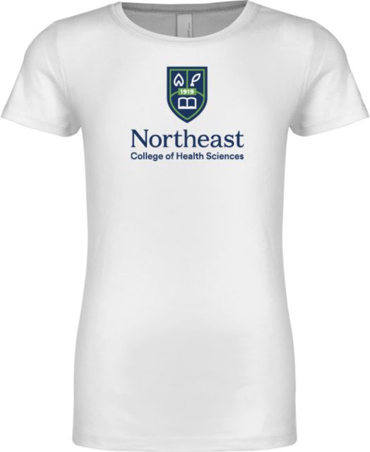 NE College of Health Next Level Girls Fashion Fit T Shirt Northeast College Stacked - ONLINE ONLY