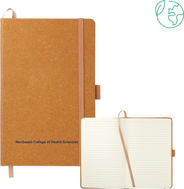 NE College of Health 5.5 x 8.5 Natural FSC Mix Recycled Leather Bound Journal Northeast College Wordmark - ONLINE ONLY