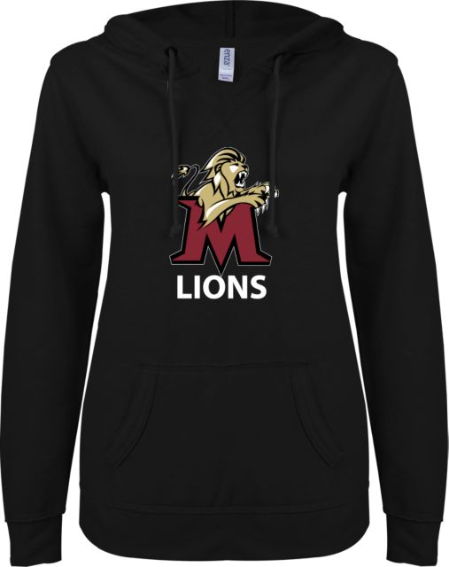 Molloy University ENZA Womens V Notch Raw Edge Fleece Hoodie Lions - ONLINE ONLY