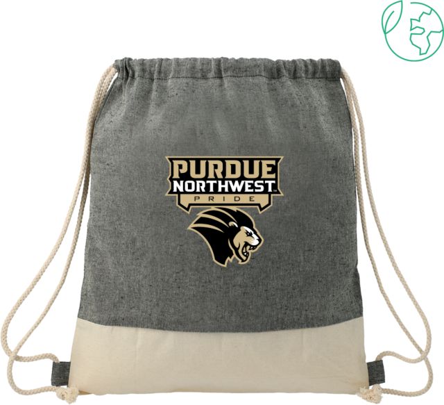 Purdue Northwest Split Recycled Cotton Drawstring Bag Mascot Head Pride Athletic Mark - ONLINE ONLY