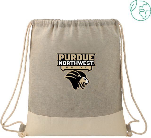 Purdue Northwest Split Recycled Cotton Drawstring Bag Mascot Head Pride Athletic Mark - ONLINE ONLY