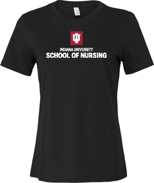 Indiana Bella + Canvas Womens Relaxed Cotton T Shirt Indiana Hoosiers  School of Nursing Stacked - ONLINE ONLY
