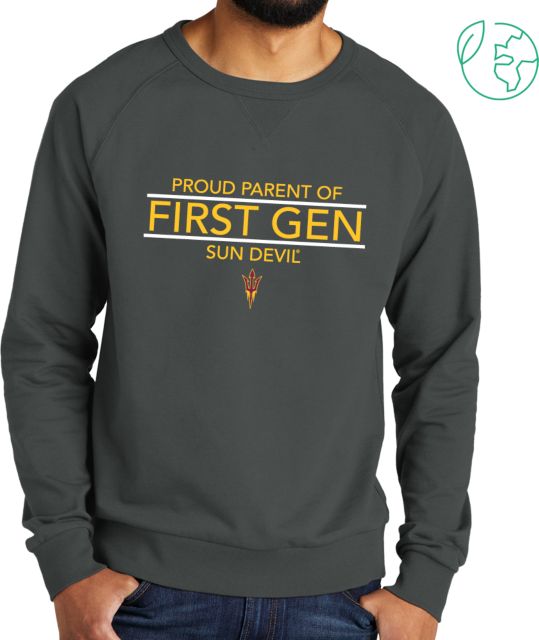 Arizona State Allmade Dark Organic French Terry Crewneck Sweatshirt Arizona State - Proud Parent of First Gen - ONLINE ONLY