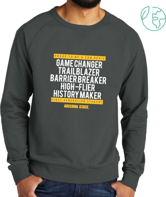 Arizona State Allmade Dark Organic French Terry Crewneck Sweatshirt Arizona State - Gamechanger First Gen - ONLINE ONLY