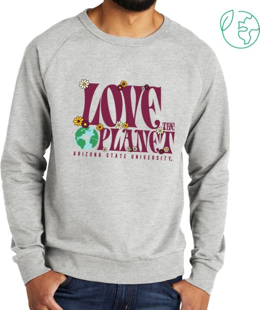 Arizona State Allmade Light Organic French Terry Crewneck Sweatshirt Love the Planet - ONLINE ONLY
