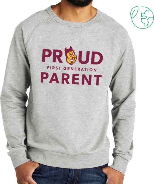 Arizona State Allmade Light Organic French Terry Crewneck Sweatshirt Arizona State - Proud First Generation Parent - ONLINE ONLY