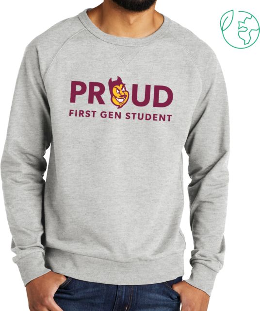Arizona State Allmade Light Organic French Terry Crewneck Sweatshirt Arizona State - Proud First Gen Student - ONLINE ONLY