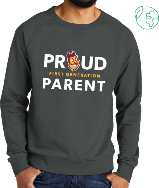 Arizona State Allmade Dark Organic French Terry Crewneck Sweatshirt Arizona State - Proud First Generation Parent - ONLINE ONLY