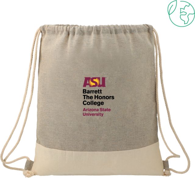 Arizona State Split Recycled Cotton Drawstring Bag Barrett The Honors College - Stacked - ONLINE ONLY