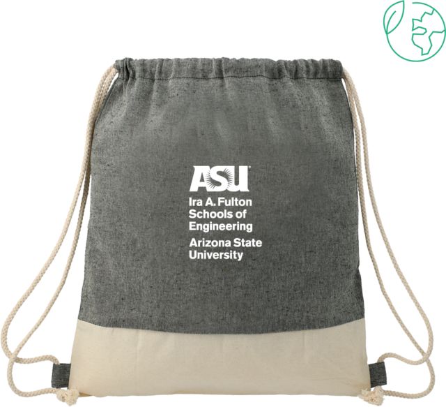 Arizona State Split Recycled Cotton Drawstring Bag Ira A Fulton Schools of Engineering - Stacked - ONLINE ONLY