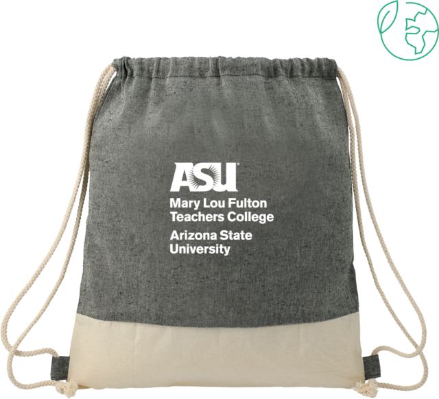 Arizona State Split Recycled Cotton Drawstring Bag Mary Lou Fulton Teachers College - Stacked - ONLINE ONLY