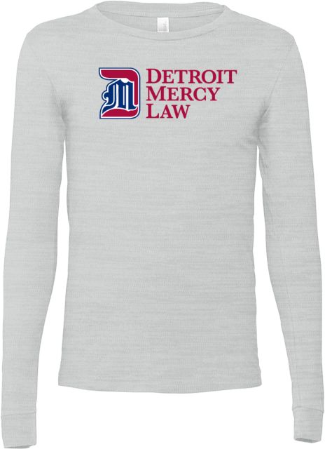Detroit Mercy Bella + Canvas Jersey Cotton Long Sleeve T Shirt Detroit Mercy Law Horizontal - ONLINE ONLY