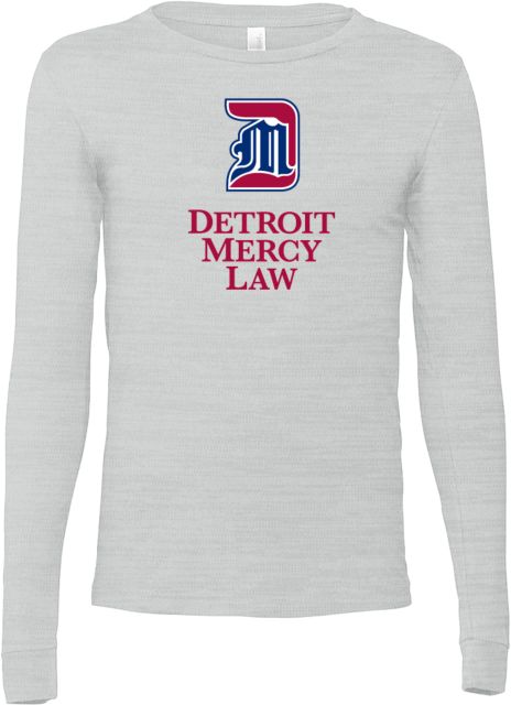 Detroit Mercy Bella + Canvas Jersey Cotton Long Sleeve T Shirt Detroit Mercy Law Vertical - ONLINE ONLY