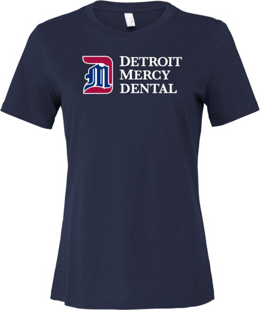 Detroit Mercy Bella + Canvas Womens Relaxed Cotton T Shirt Detroit Mercy Dental Horizontal - ONLINE ONLY