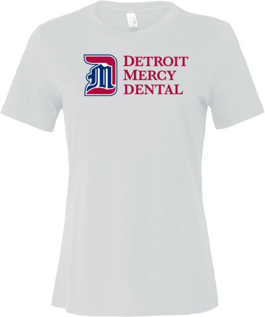 Detroit Mercy Bella + Canvas Womens Relaxed Cotton T Shirt Detroit Mercy Dental Horizontal - ONLINE ONLY