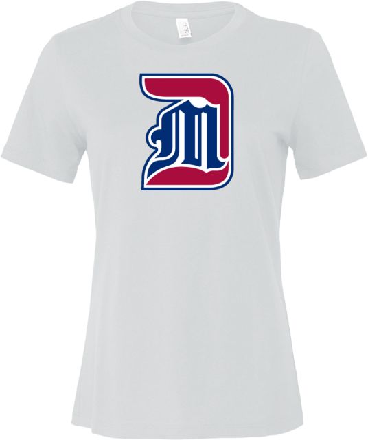 Detroit Mercy Bella + Canvas Womens Relaxed Cotton T Shirt Detroit Mercy Athletic Monogram - ONLINE ONLY
