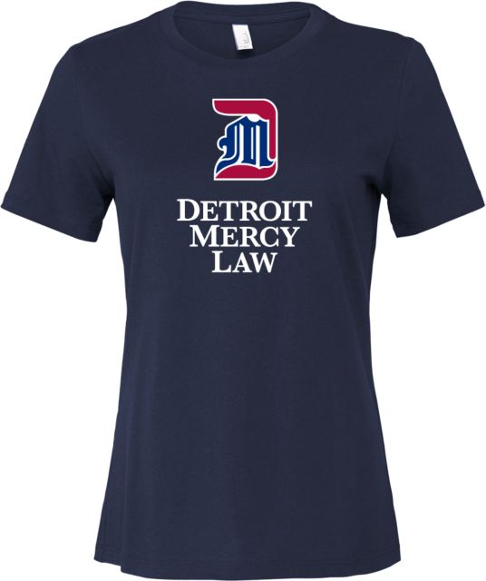 Detroit Mercy Bella + Canvas Womens Relaxed Cotton T Shirt Detroit Mercy Law Vertical - ONLINE ONLY