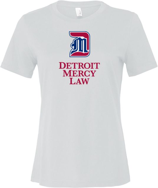 Detroit Mercy Bella + Canvas Womens Relaxed Cotton T Shirt Detroit Mercy Law Vertical - ONLINE ONLY