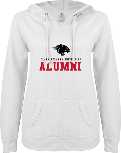 Clark Atlantic ENZA Ladies V Notch Raw Edge Fleece Hoodie Panthers Alumni - ONLINE ONLY