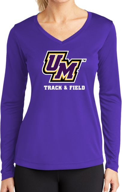 Montevallo Womens Performance Long Sleeve V Neck Shirt UM Track and Field - ONLINE ONLY