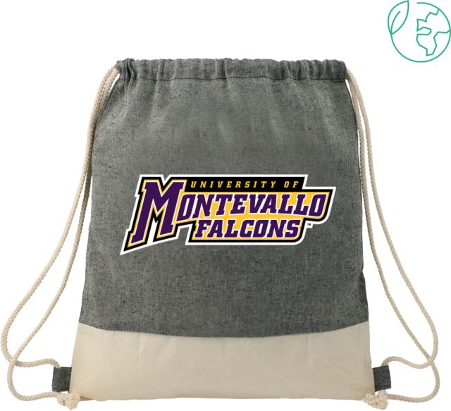 Montevallo Split Recycled Cotton Drawstring Bag Montevallo Falcons Athletics Wordmark - ONLINE ONLY