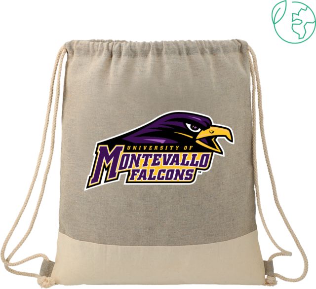 Montevallo Split Recycled Cotton Drawstring Bag Montevallo Primary Athletics Wordmark - ONLINE ONLY