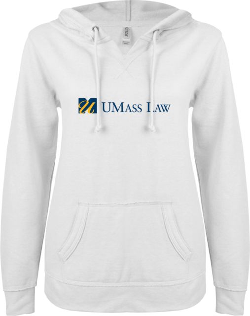 UMass Dartmouth ENZA Ladies V Notch Raw Edge Fleece Hoodie UMass Dartmouth UMass Law - ONLINE ONLY