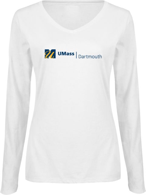 UMass Dartmouth Ladies Long Sleeve V Neck Tee UMass Dartmouth University Logo - ONLINE ONLY