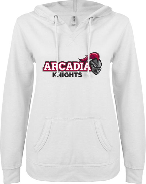 Arcadia ENZA Womens V Notch Raw Edge Fleece Hoodie Official Logo - ONLINE ONLY
