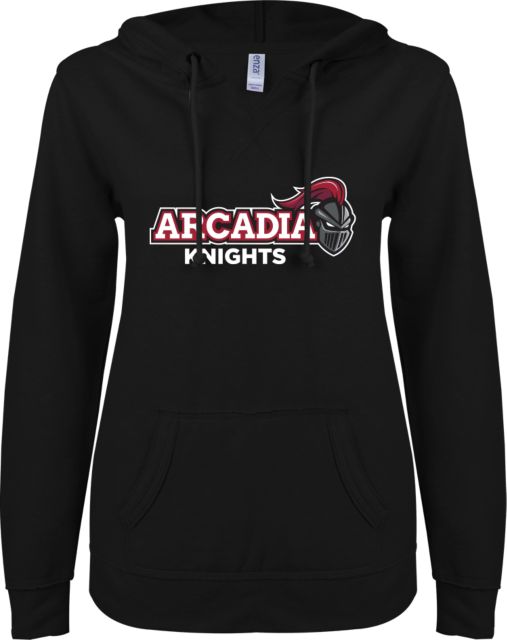 Arcadia ENZA Womens V Notch Raw Edge Fleece Hoodie Official Logo - ONLINE ONLY