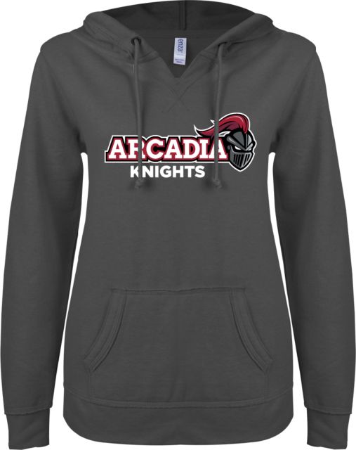 Arcadia ENZA Womens V Notch Raw Edge Fleece Hoodie Official Logo - ONLINE ONLY