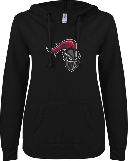 Arcadia ENZA Womens V Notch Raw Edge Fleece Hoodie Knight - ONLINE ONLY