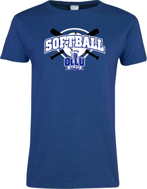 OLLU Ladies T Shirt Softball Crossed Bats Design - ONLINE ONLY