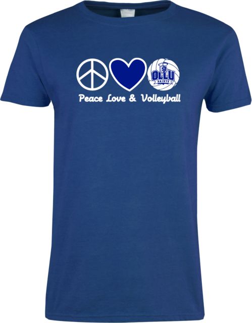 OLLU Ladies T Shirt Peace Love and Volleyball Design - ONLINE ONLY
