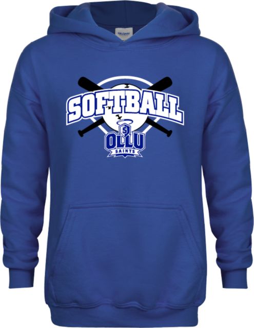 OLLU Youth Fleece Hoodie Softball Crossed Bats Design - ONLINE ONLY