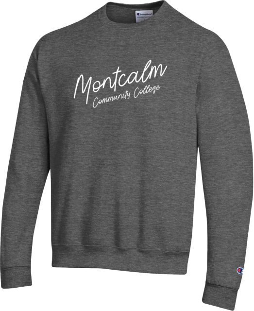 Montcalm Champion Granite Fleece Crew Montcalm Community College Script