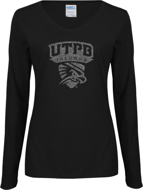 UT Permian Basin Ladies Long Sleeve V Neck Tee Official Logo Glitter - ONLINE ONLY
