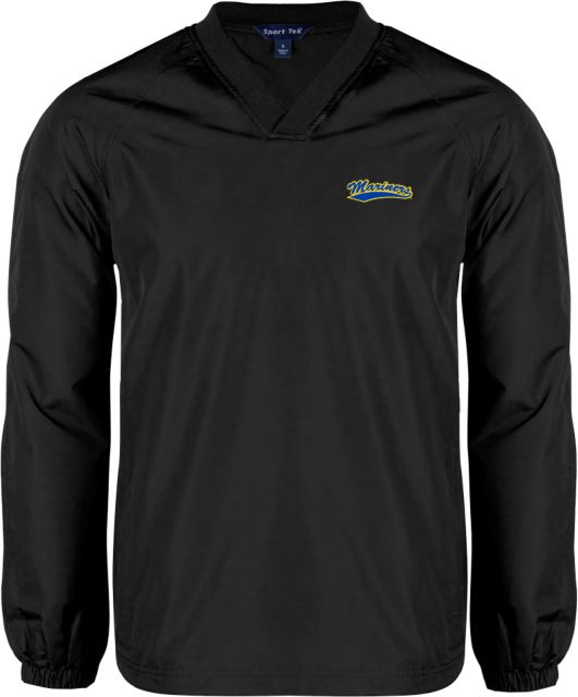Maine Maritime V Neck Raglan Windshirt Black Mariners Athletic Mark- ONLINE ONLY