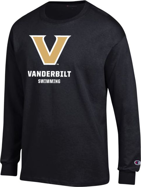 Vanderbilt Champion Long Sleeve T Shirt Vanderbilt Swimming Lockup - ONLINE ONLY